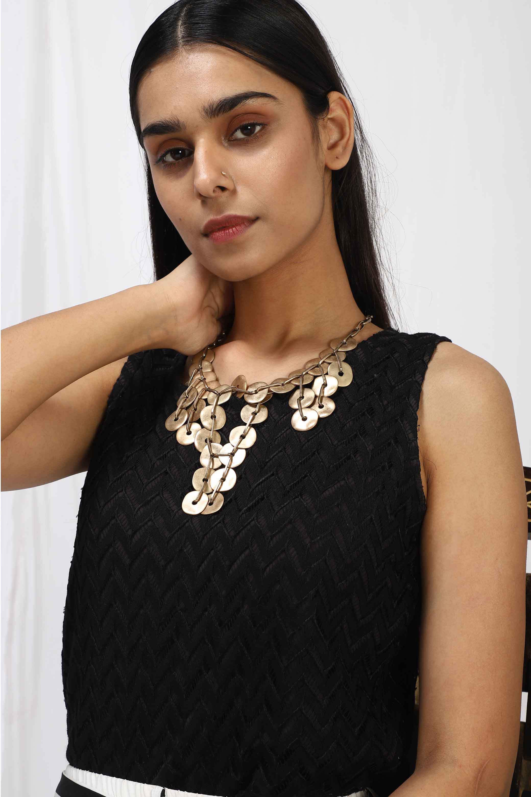 Metal Coin Style Multi-Hanging Necklace