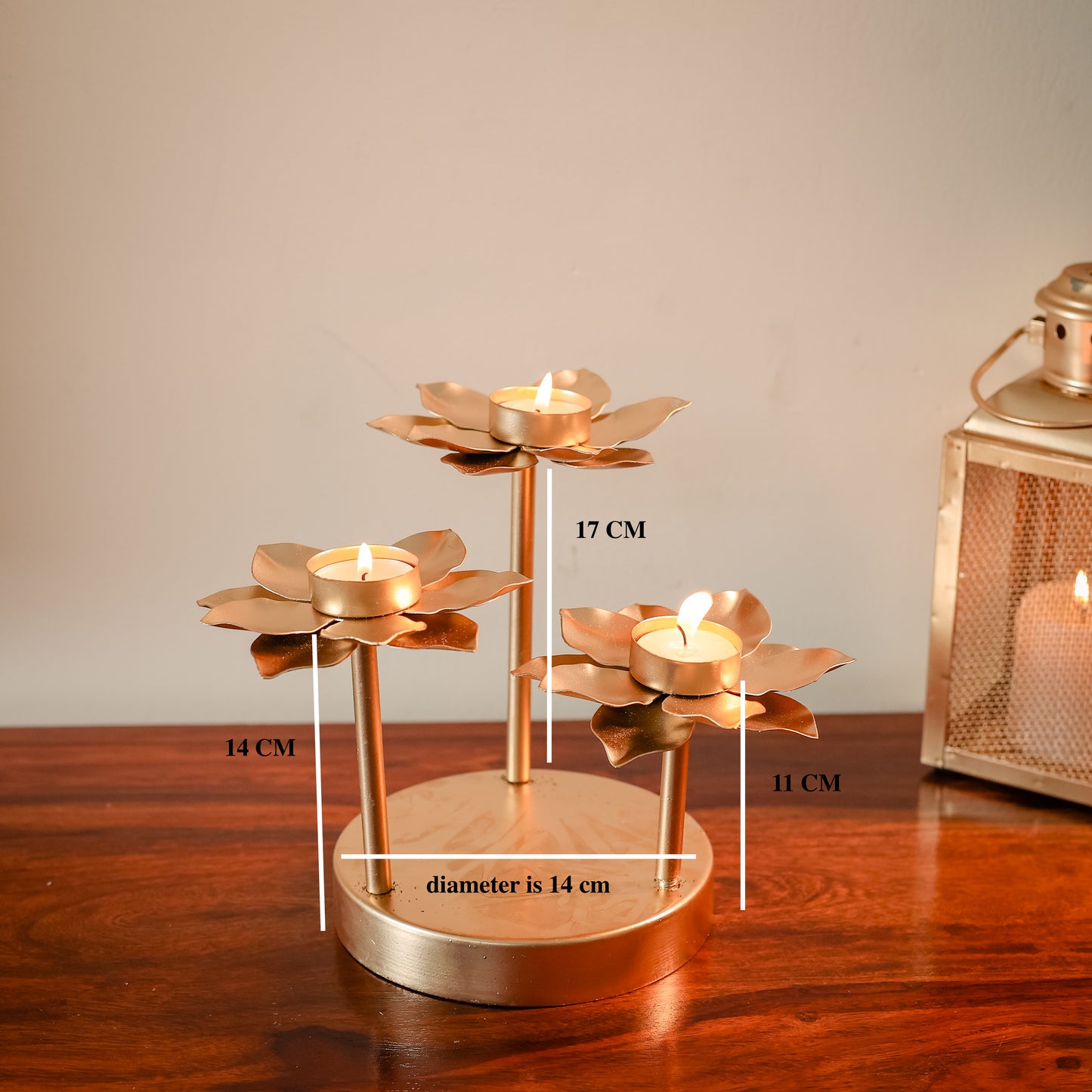 Metal Golden T Candle Holders (Set of 3)