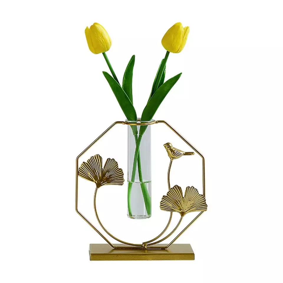 Metal Leaf Test Tube Planter