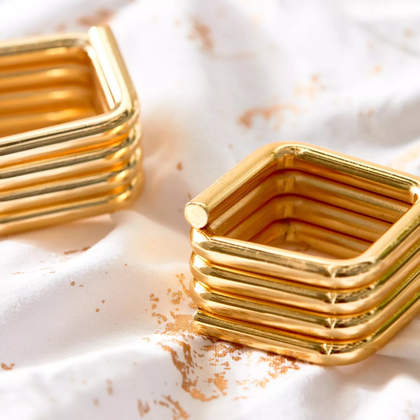 Gold Square Napkin Ring Set of 4