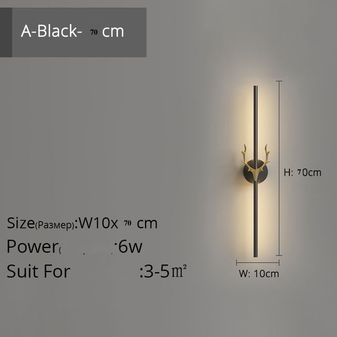 LED Black Deer Long Wall Light