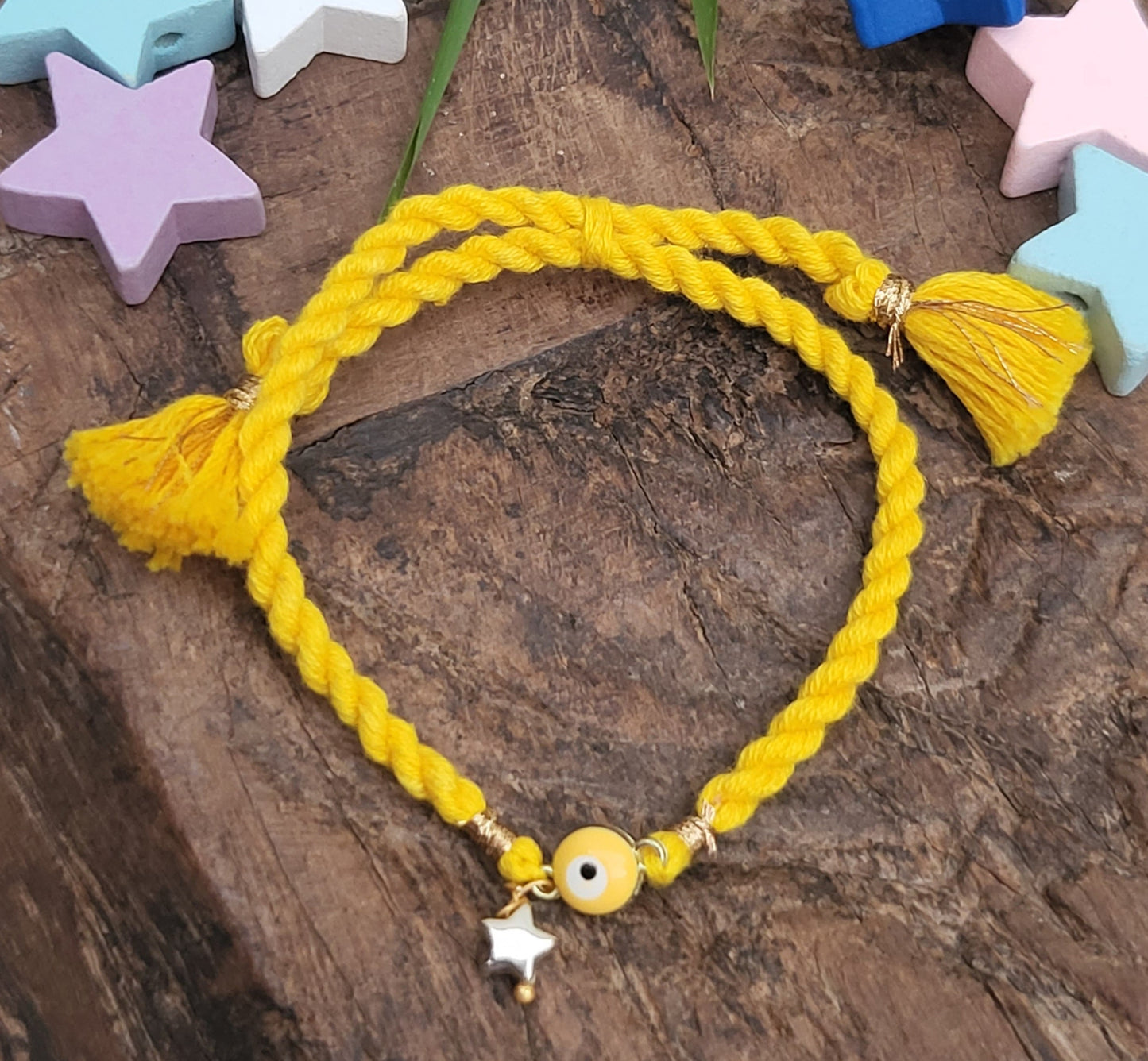 Adjustable thread yellow rakhi