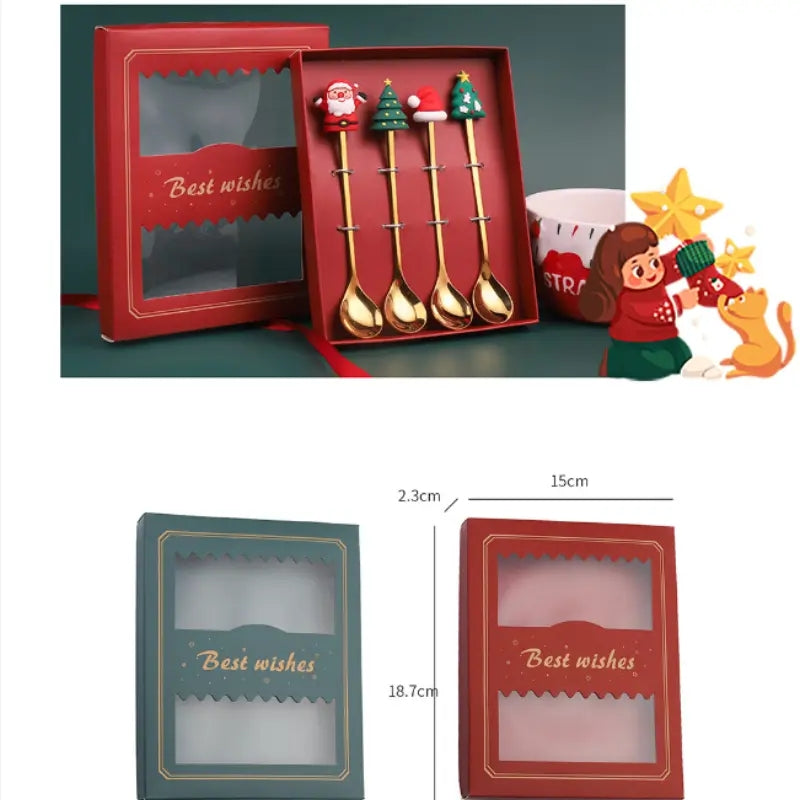 4 pc spoon Christmas Theme set