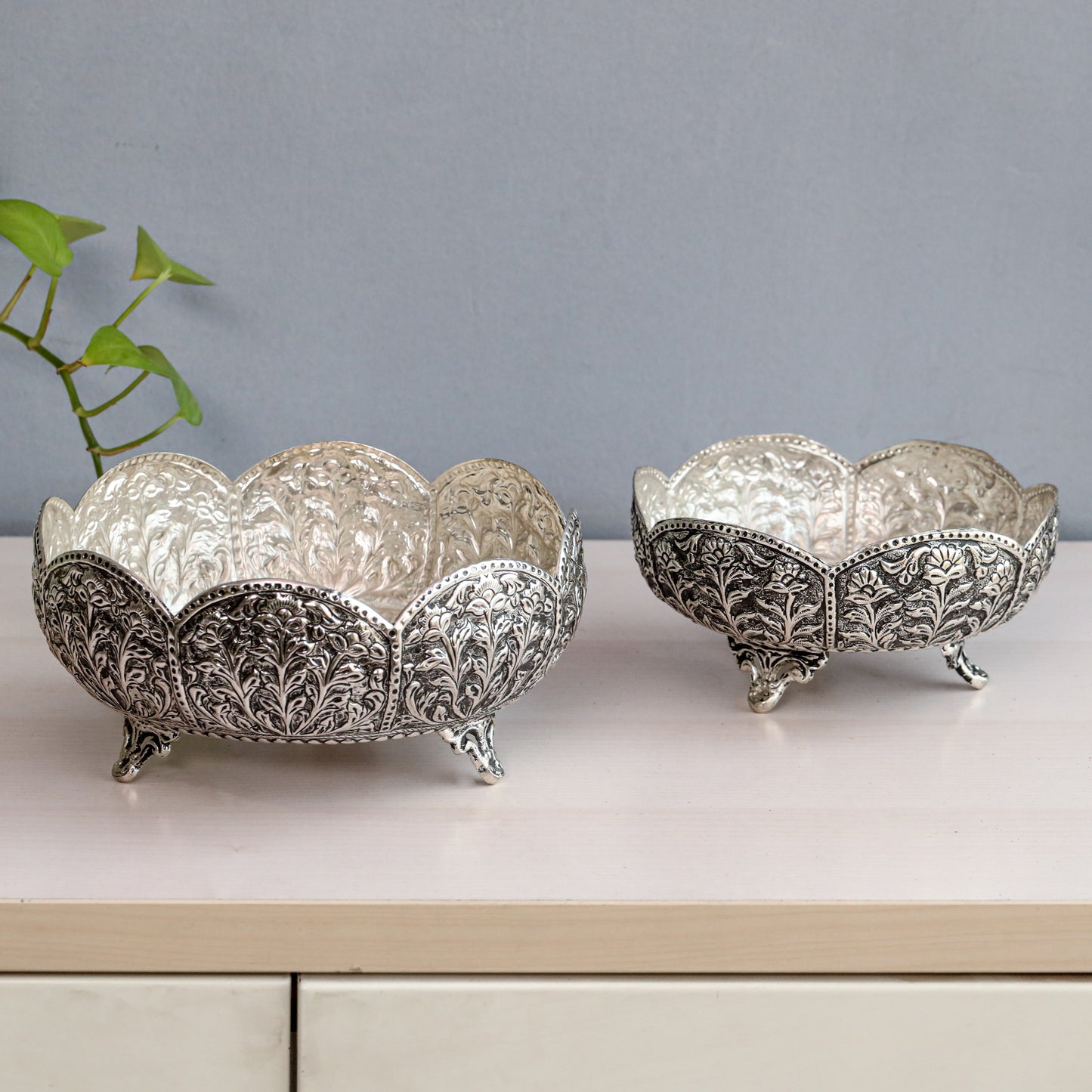 Handmade Silver Urli (Set Of 2)