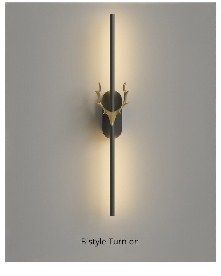 LED Black Deer Long Wall Light