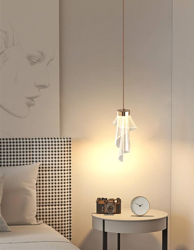 led Gold Acrylic Pendant Ceiling Lamp Light Warm White – Coral Tree