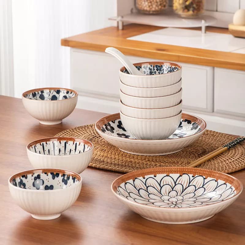 Japanese Ceramic Big Bowl Gift Set Porcelain Coconut Soup Salad Serving Mixing Bowls for Restaurant Kitchen Utensils