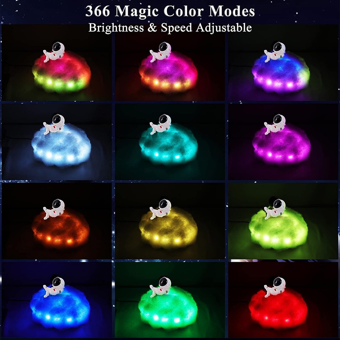 Cloud Astronaut Light Fluffy 12color Lamp 3D Light with remote