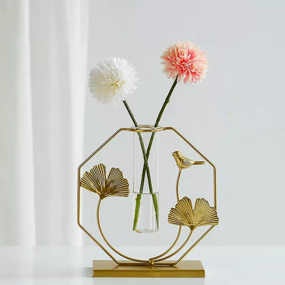 Metal Leaf Test Tube Planter