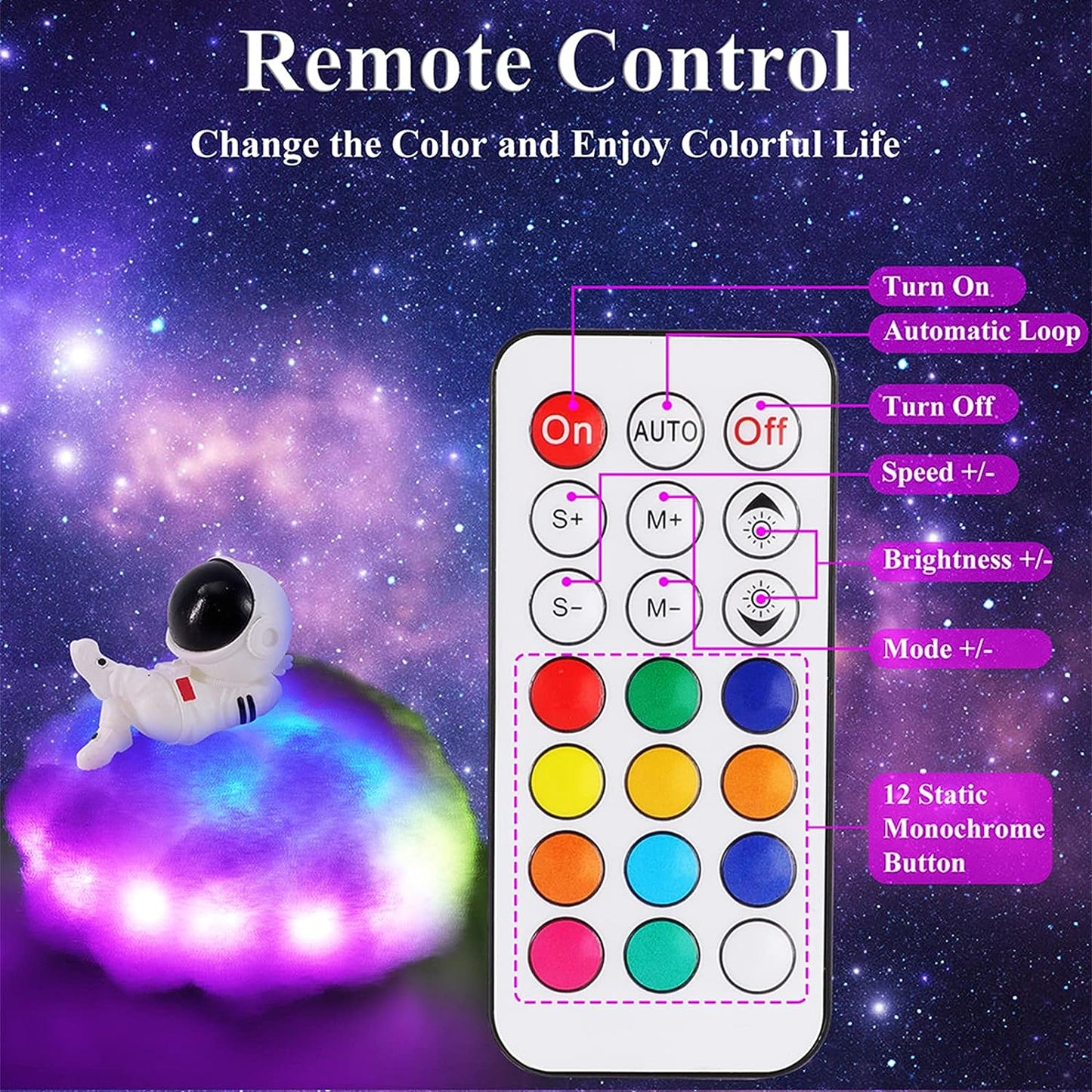 Cloud Astronaut Light Fluffy 12color Lamp 3D Light with remote
