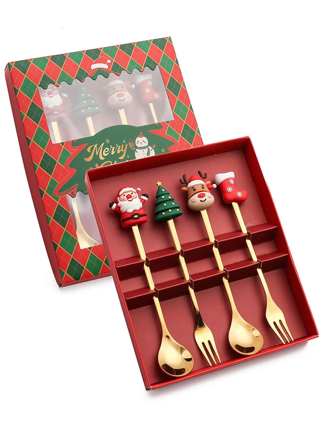 set of 4 christmas spoon