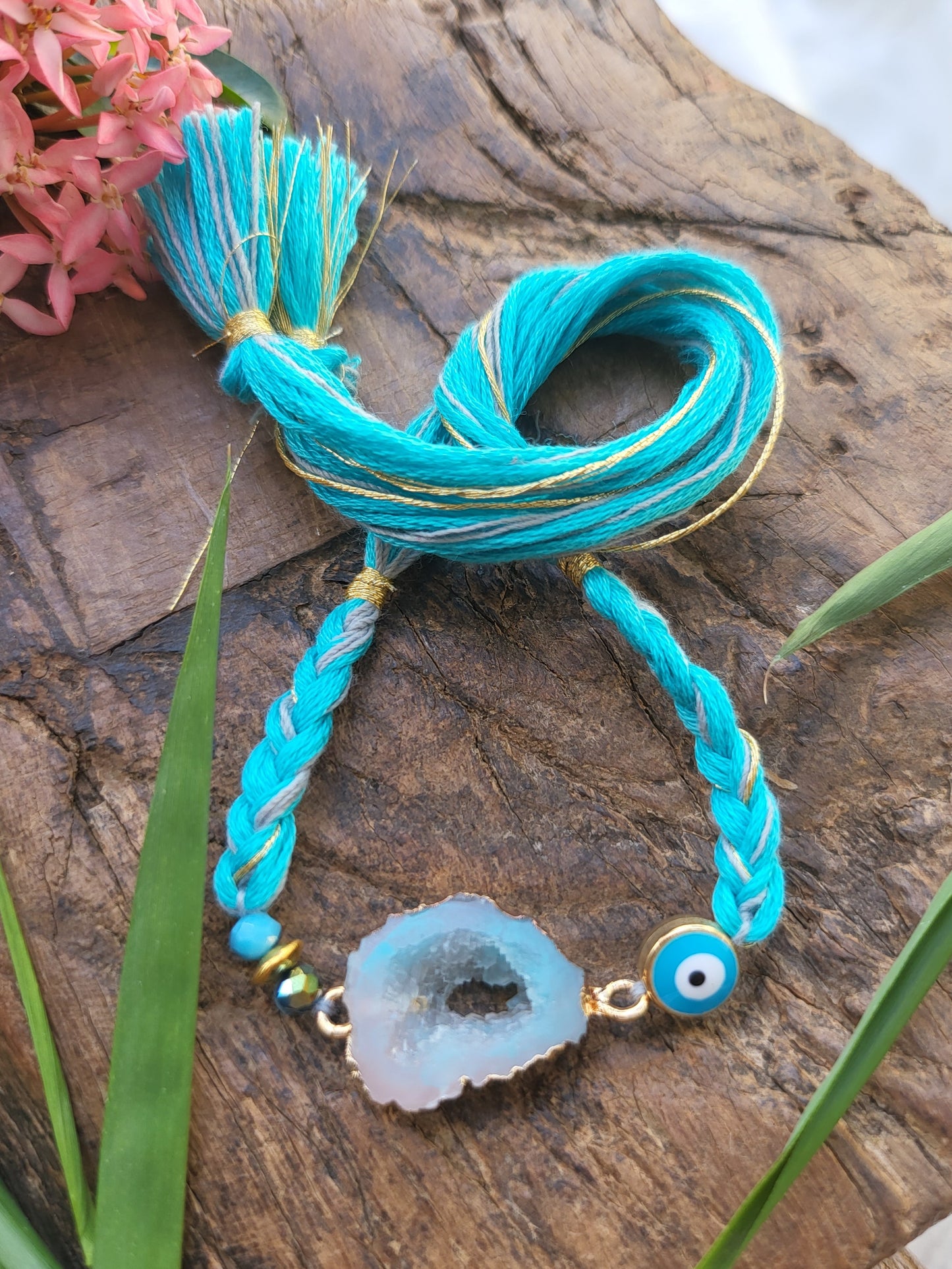 BLue agate evil eye rakhi