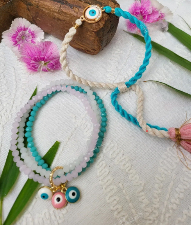 Evil eye bracelet(lumba) and rakhi set