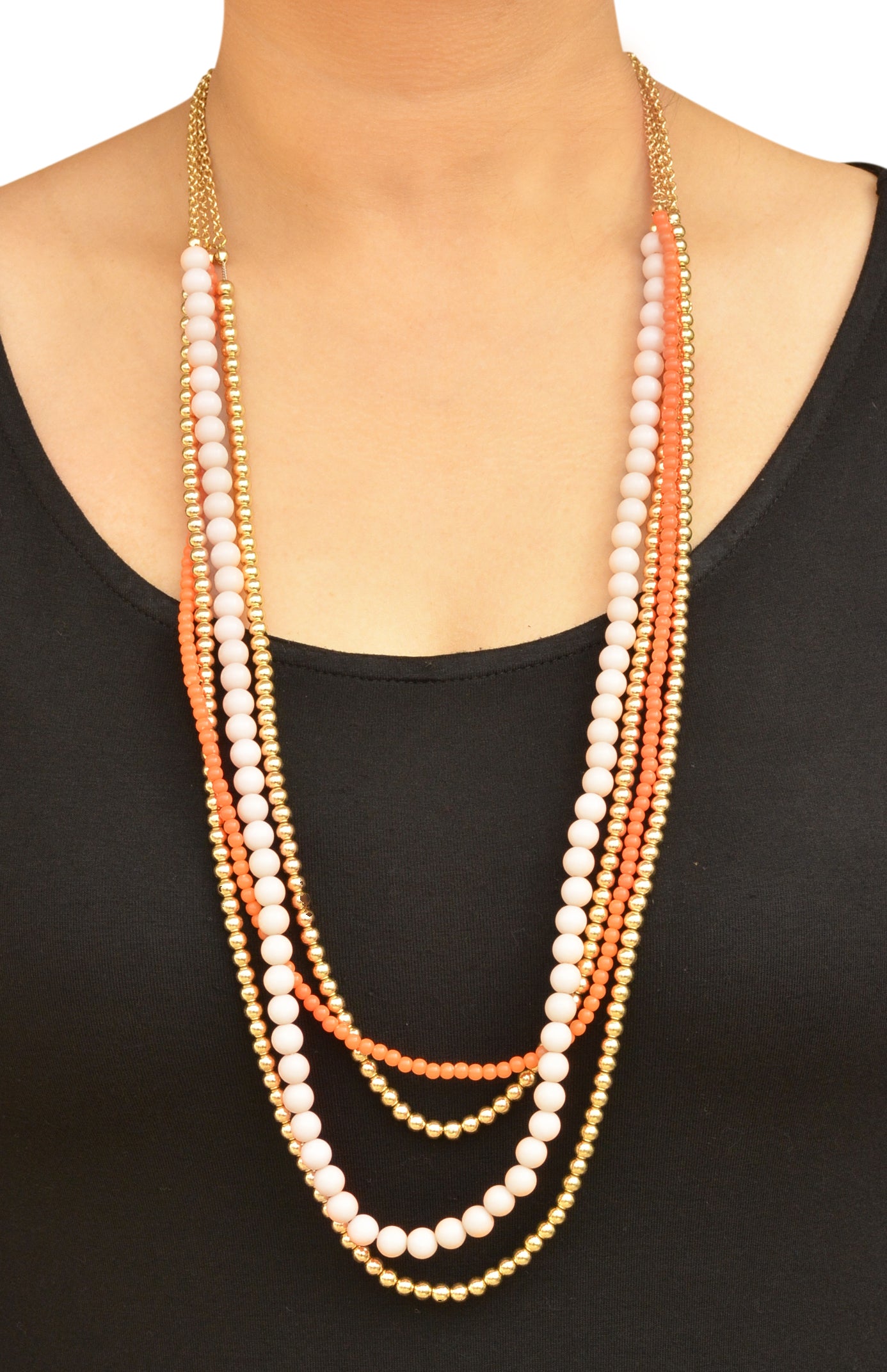 Multi Layered orange peach chain