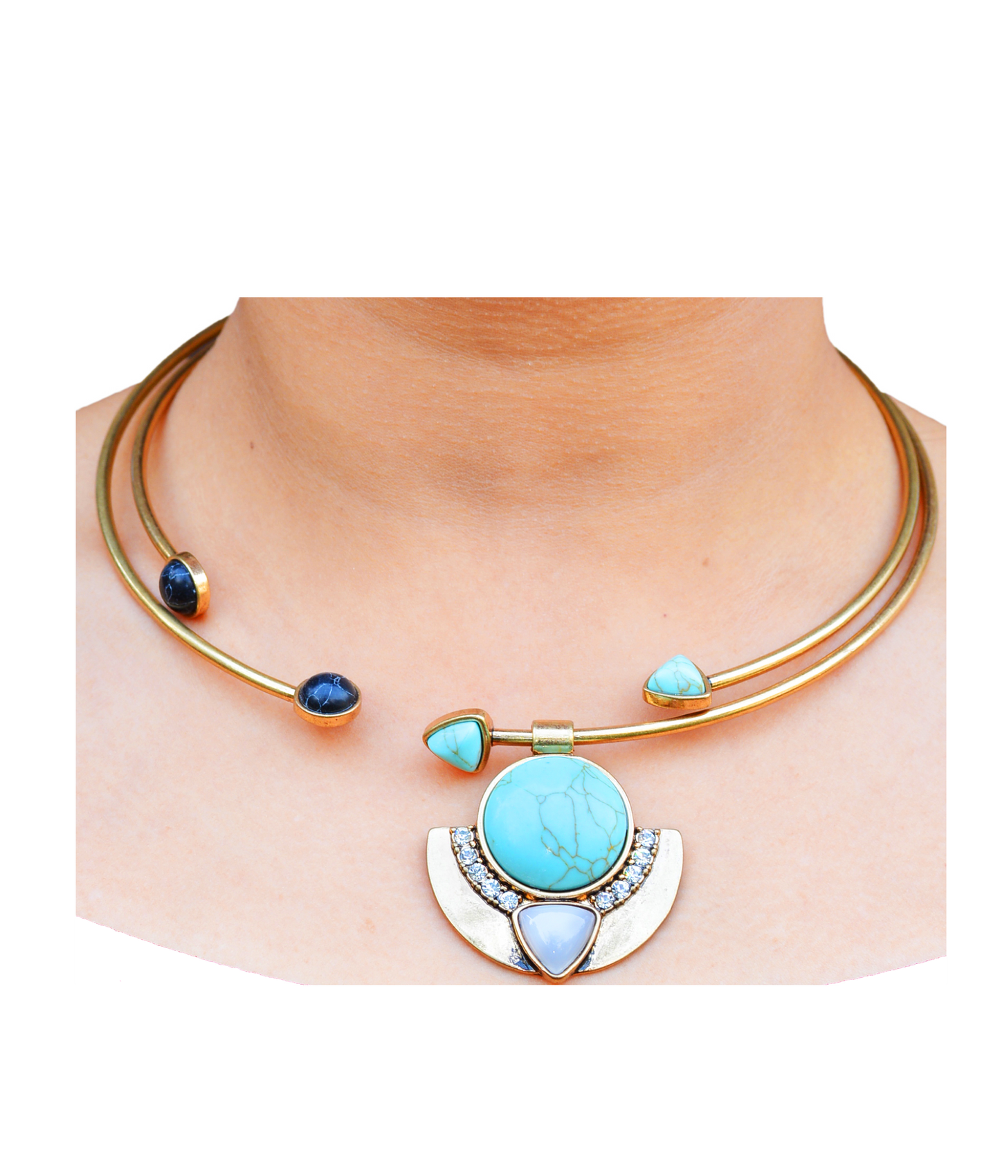 A boho Style 2 band metal Necklace