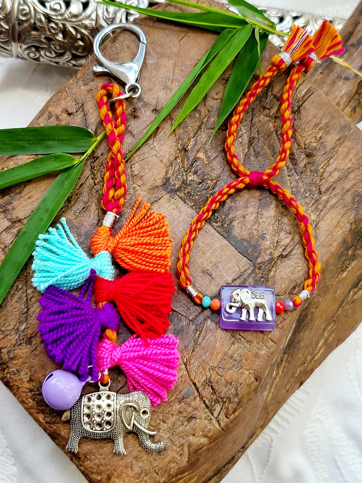 Elephant lumba(key chain) and rakhi set