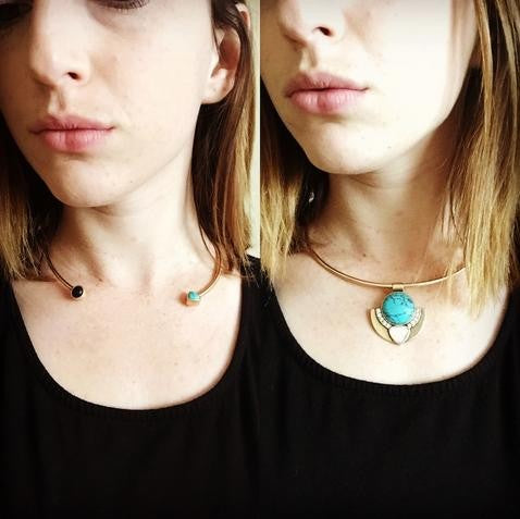 A boho Style 2 band metal Necklace