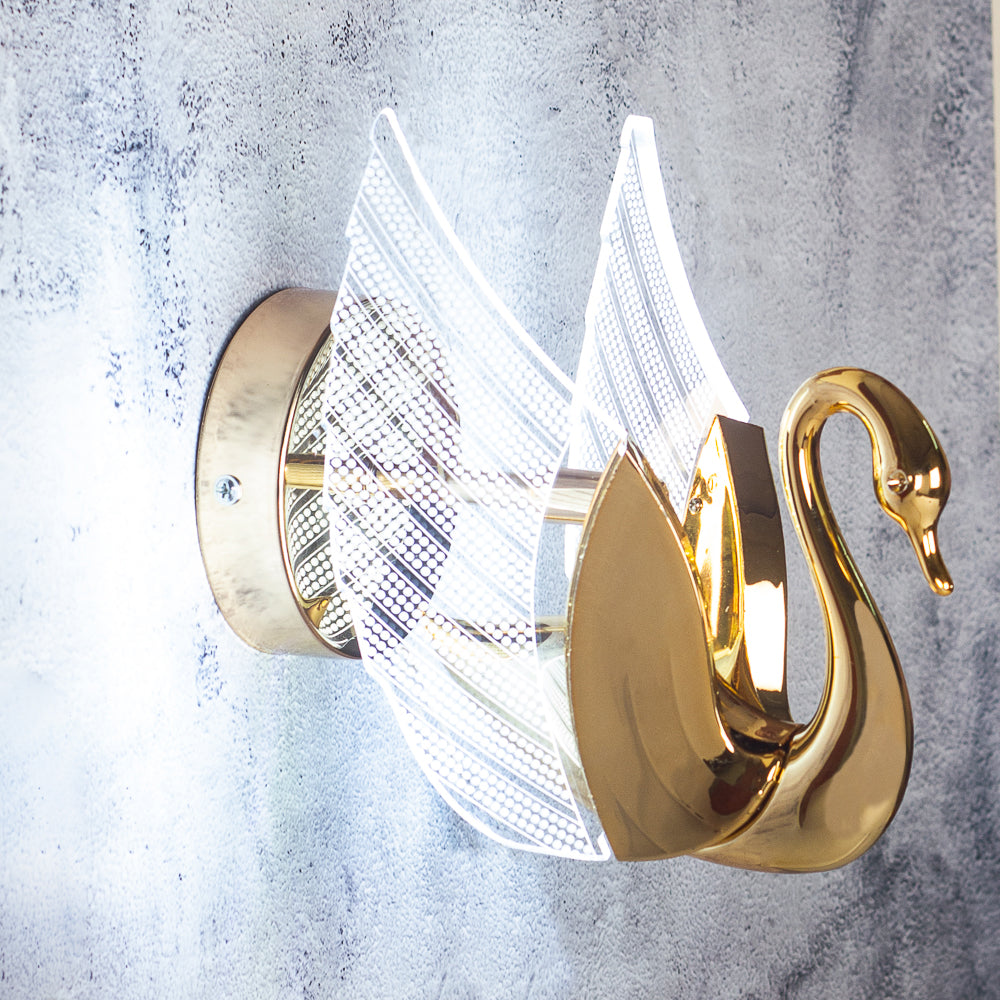 Acrylic Swan Shape Gold Metal Wall Light