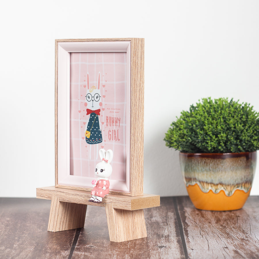6 inch wooden Photo Frame with Cute Rabbit