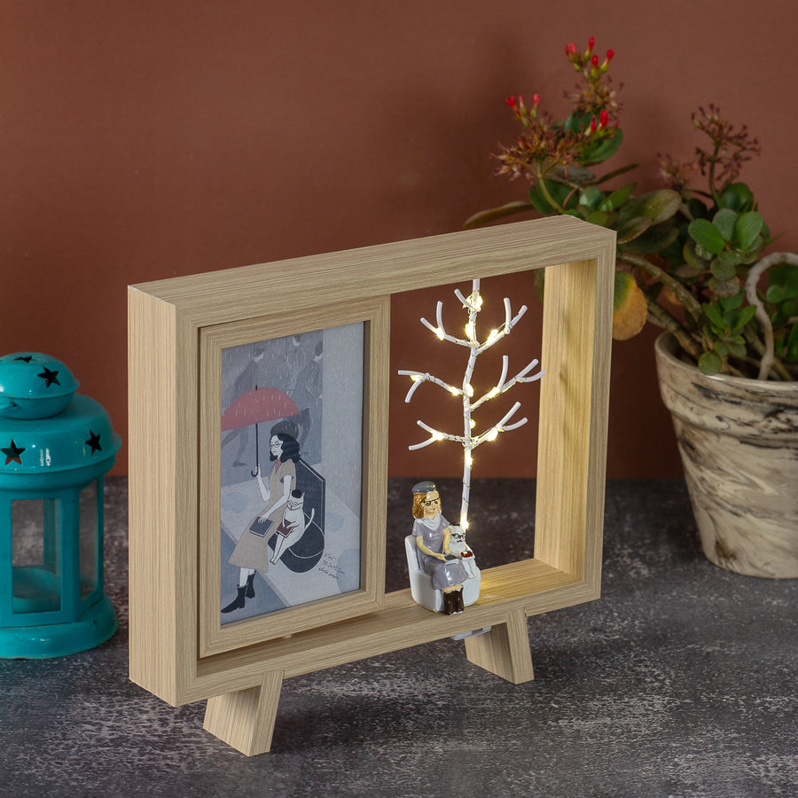 Photo frame with dual frame and Led  light - Tree Style