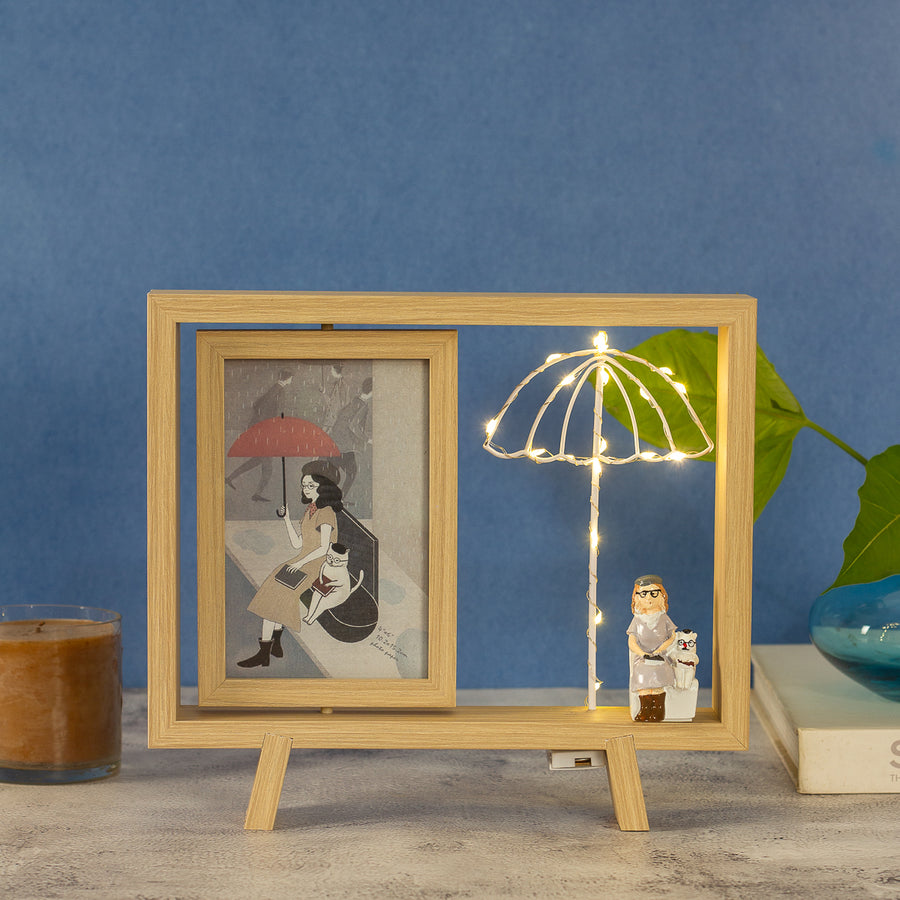 Photo frame with dual frame and Led  light- Umbrella style