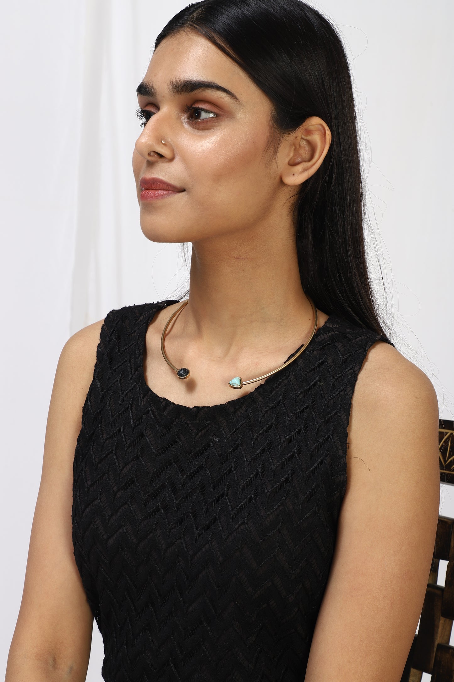 A boho Style 2 band metal Necklace