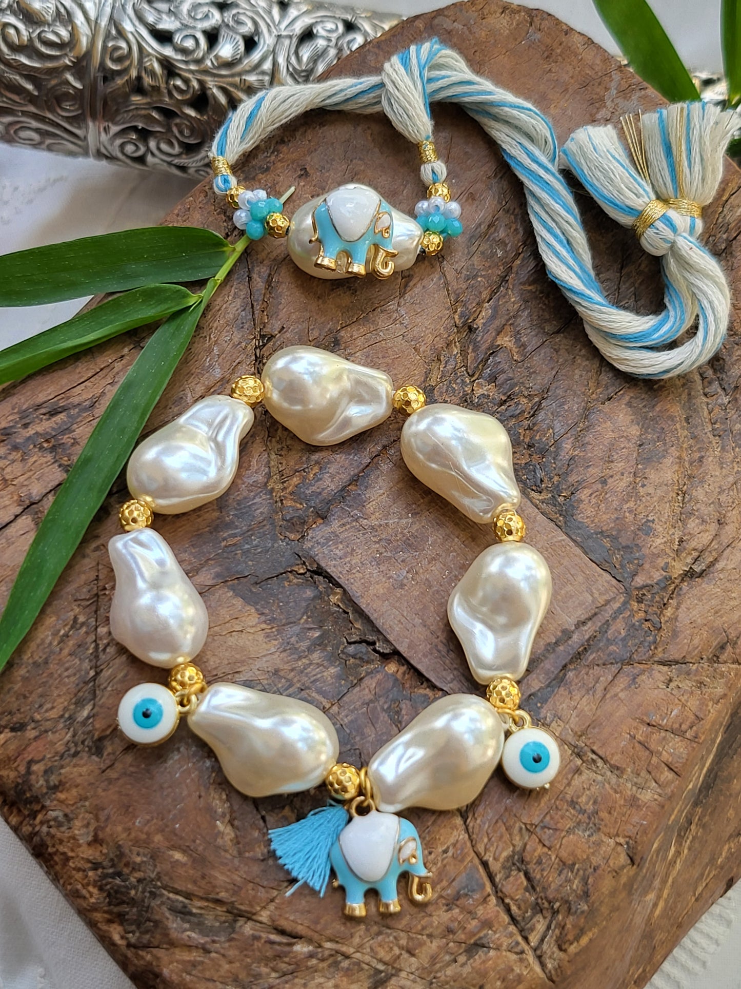 Uncut pearl bracelet(lumba) and rakhi set