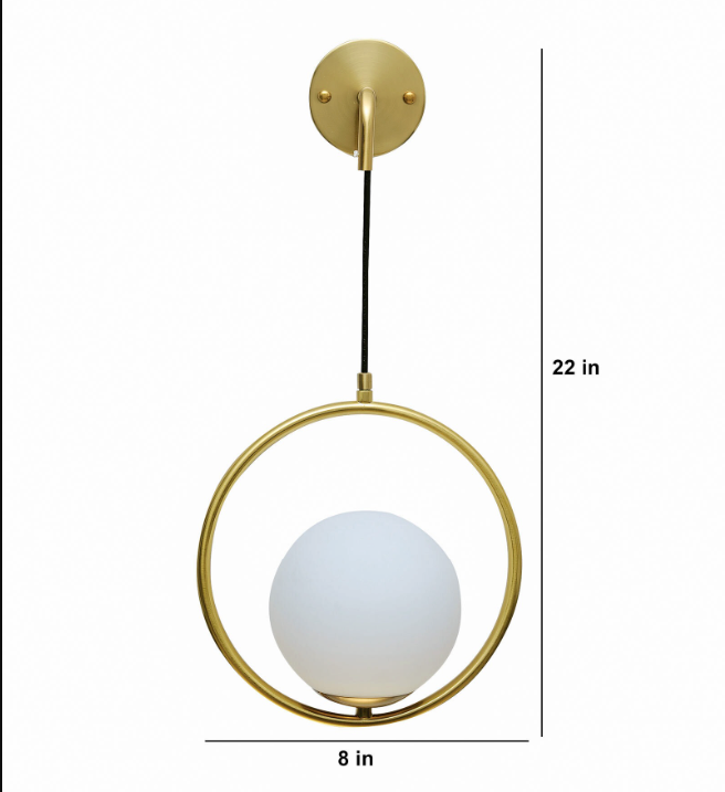 White Glass and Metal Frame Wall hanging Light