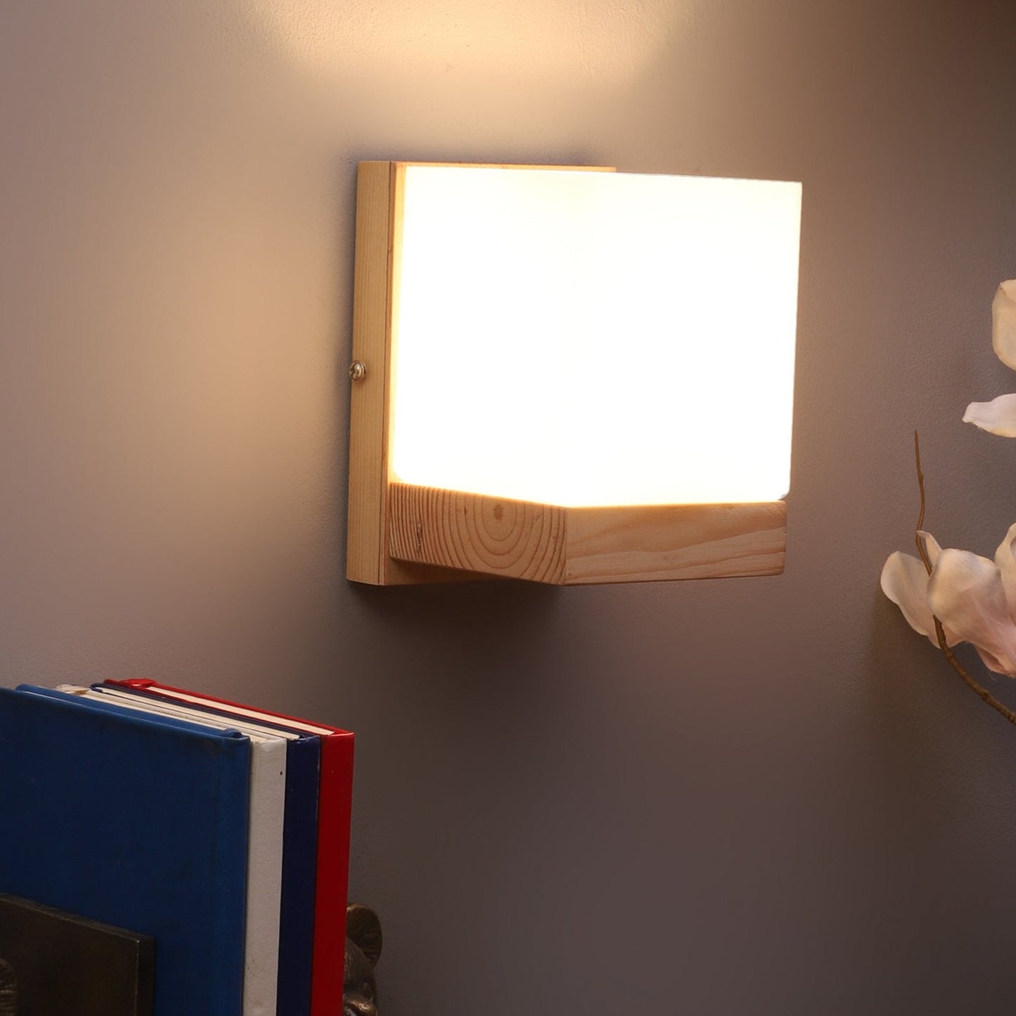 Contemporary Glass Metal Wood Wall Light