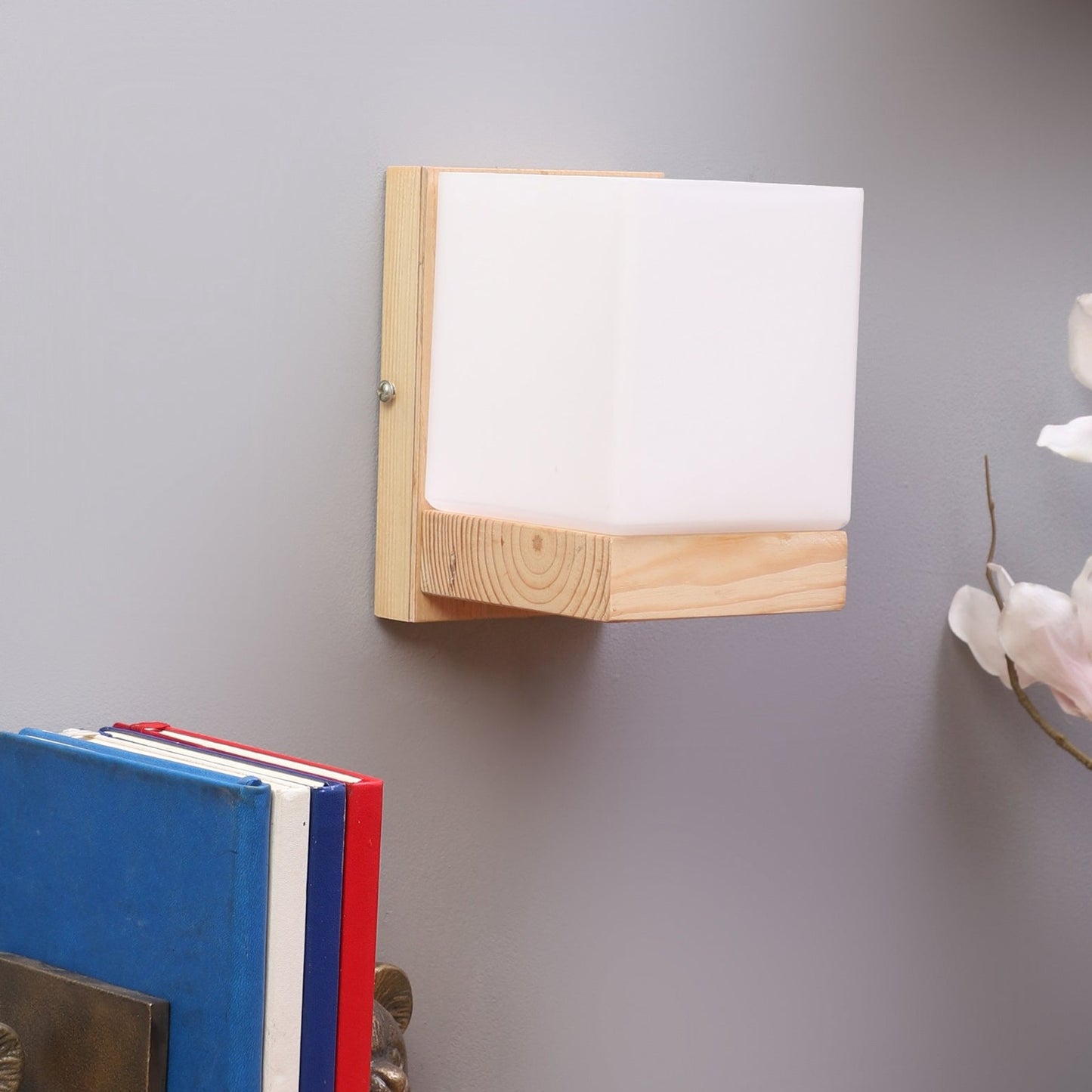 Contemporary Glass Metal Wood Wall Light