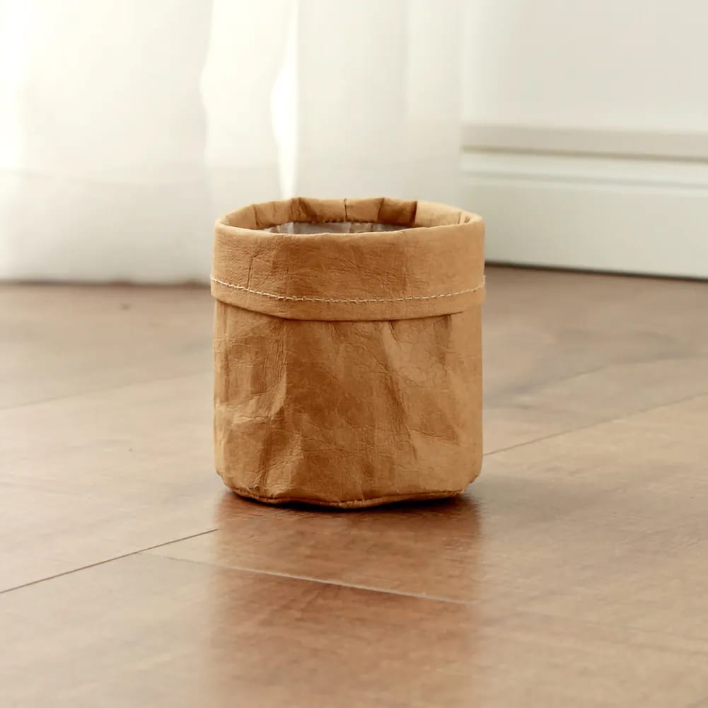 kraft paper planter for indoor use.