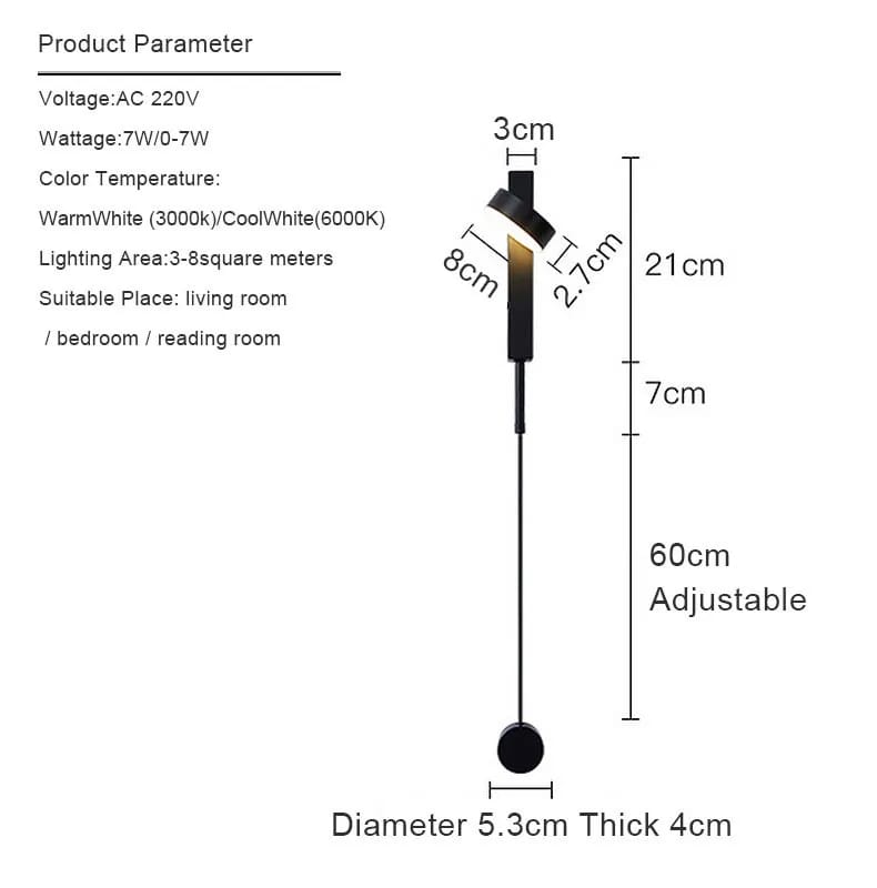 Rotating Dimming Switch Metal Wall Light