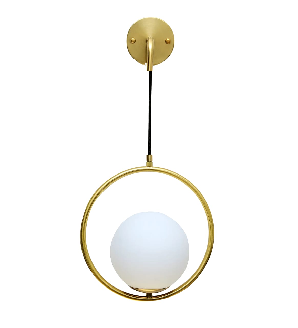 White Glass and Metal Frame Wall hanging Light