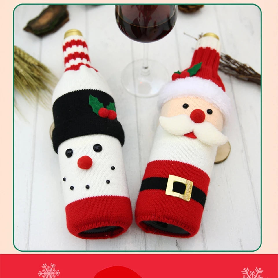 Christmas Knit Wine Bottle Cover - Set Of 2