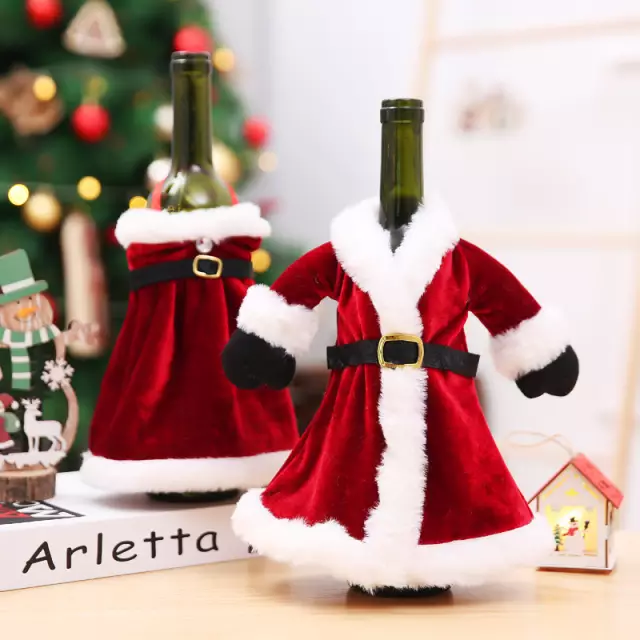 Velvet Dress Christmas wine bottle cover