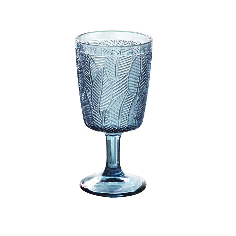 VINTAGE LEAF EMBOSSED WINE GLASS COMBO SET