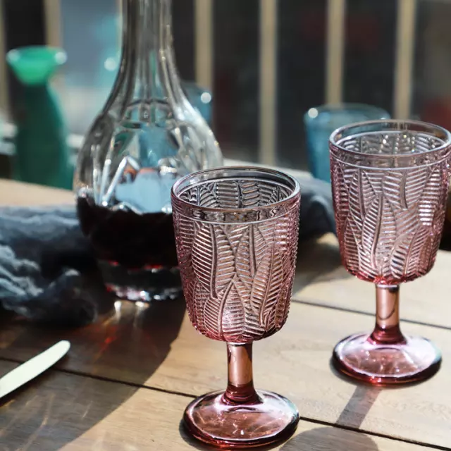 Vintage Leaf Embossed Wine Glasses (Set of 2)