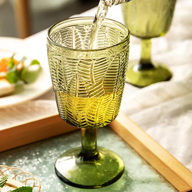 Vintage Leaf Embossed Wine Glasses (Set of 2)