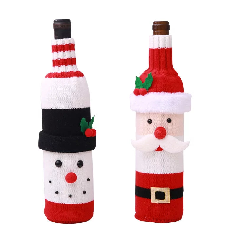Christmas Knit Wine Bottle Cover - Set Of 2