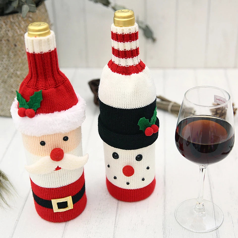 Christmas Knit Wine Bottle Cover - Set Of 2