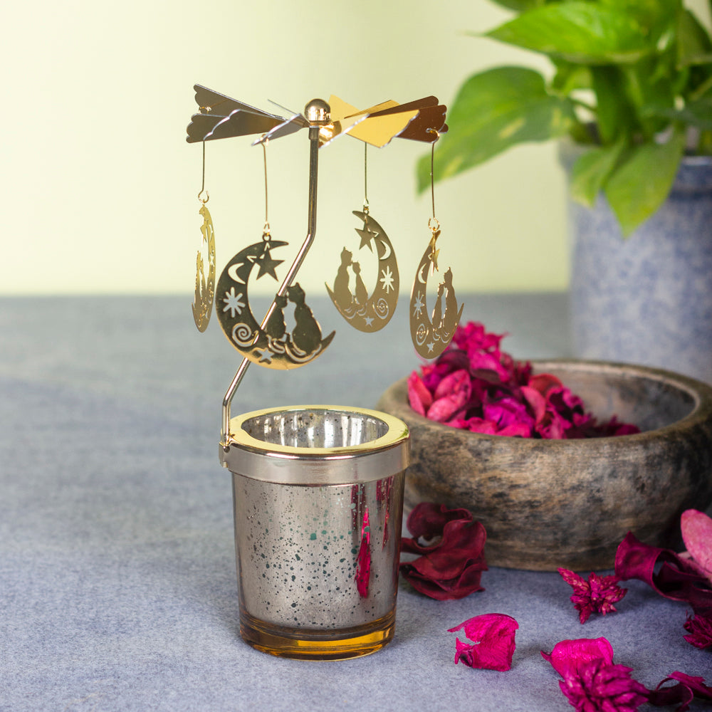 Rotating Candle Holder Tea Light Stand-moon