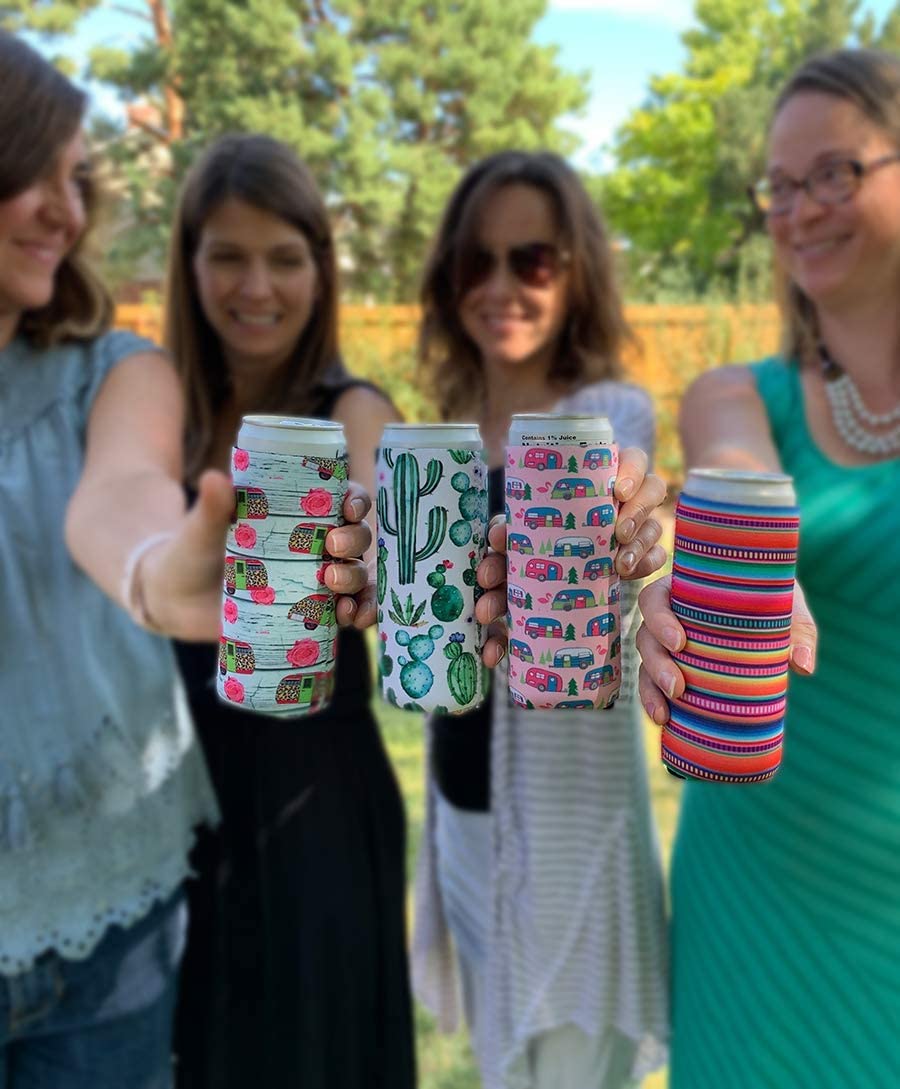 4 pack Neoprene Insulated Slim Can Cooler for Tall Skinny 12oz