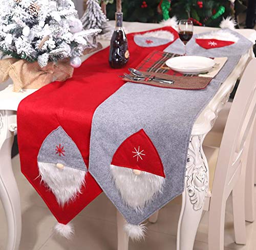 CORAL TREE Christmas 3D Santa Claus Table Runner Dining Table Decoration (Grey) - Coral Tree