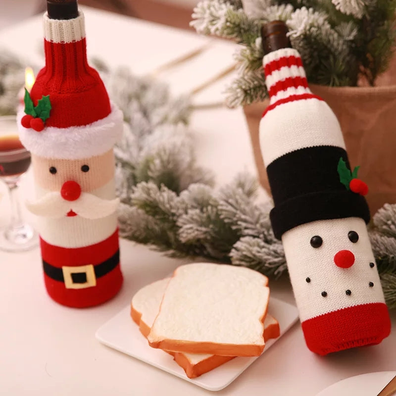 Christmas Knit Wine Bottle Cover - Set Of 2