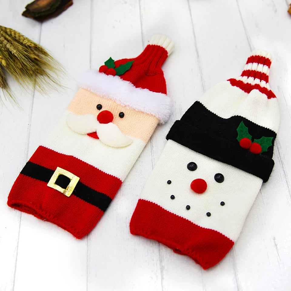 Christmas Knit Wine Bottle Cover - Set Of 2