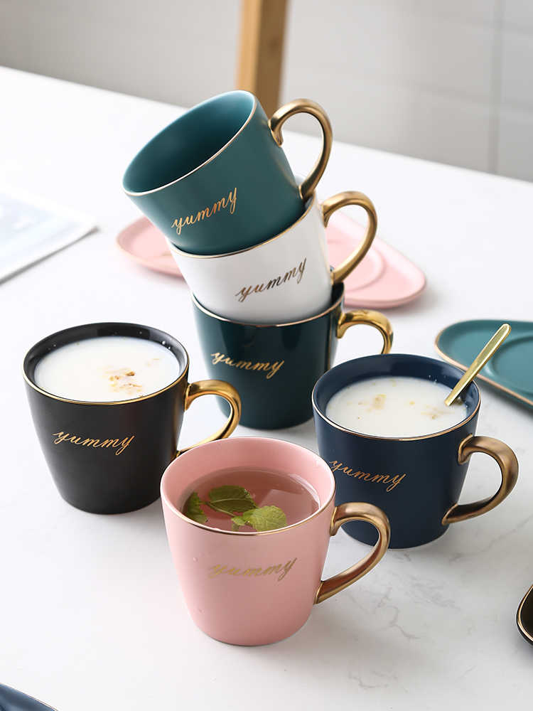 Ceramic Coffee Cup And Saucer Set Milk Tea Mugs - Coral Tree