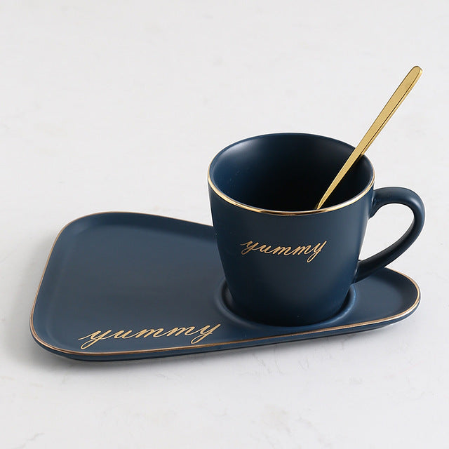 Ceramic Coffee Cup And Saucer Set Milk Tea Mugs - Coral Tree