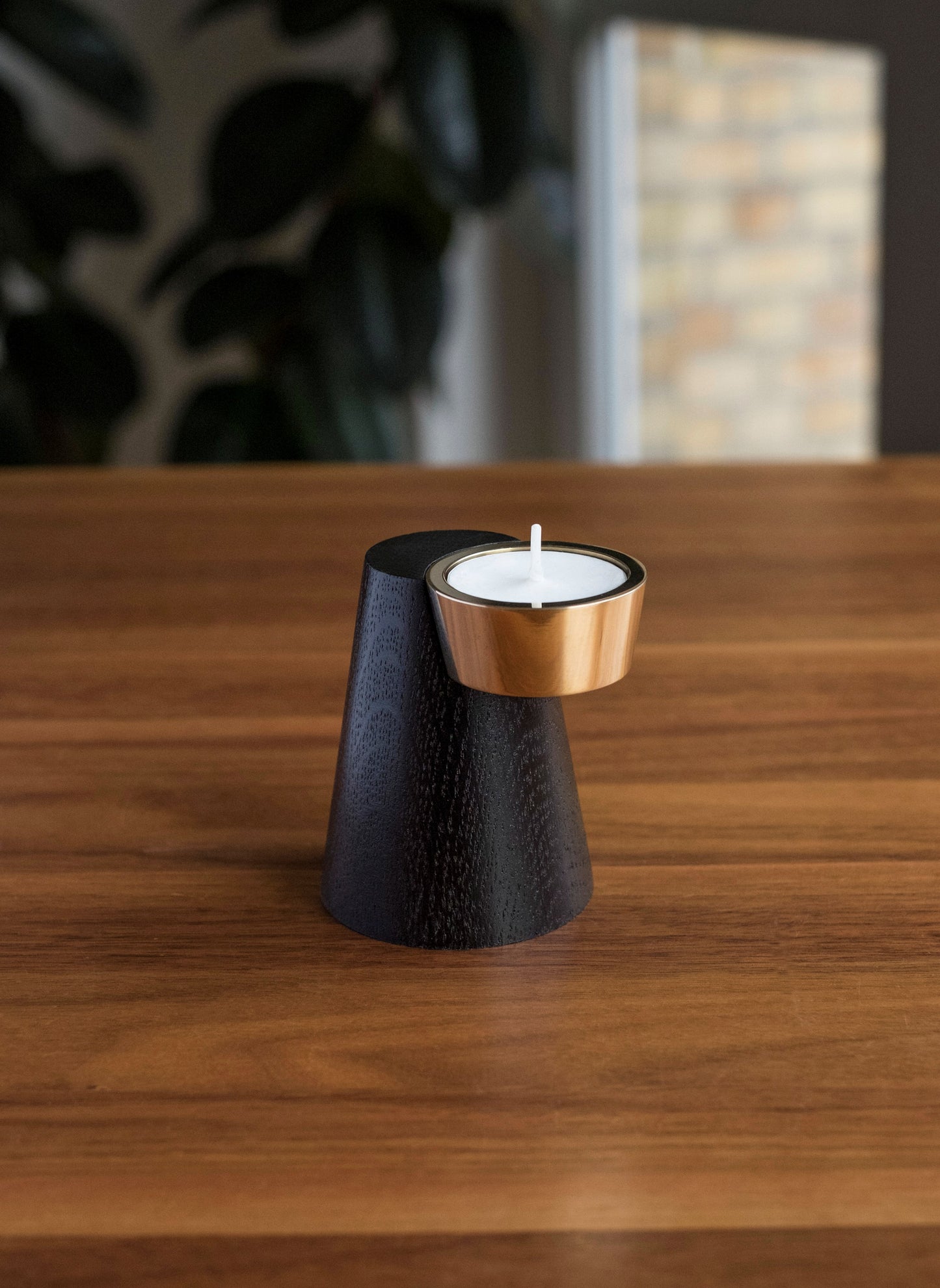 T- Candle Holder in Wood and Brass Stand for Diwali and Home Decoration - Coral Tree