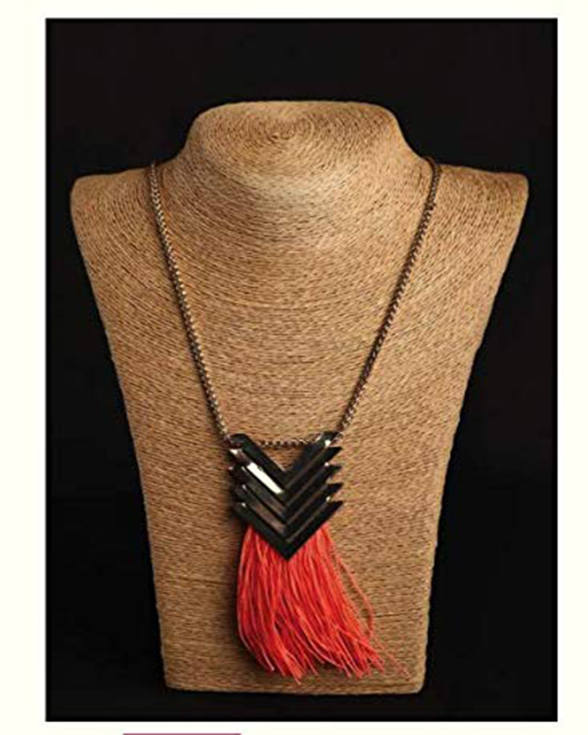 Grey Arrow Design Pendant Necklace with Hanging Tassels Jewellery for Women - Coral Tree