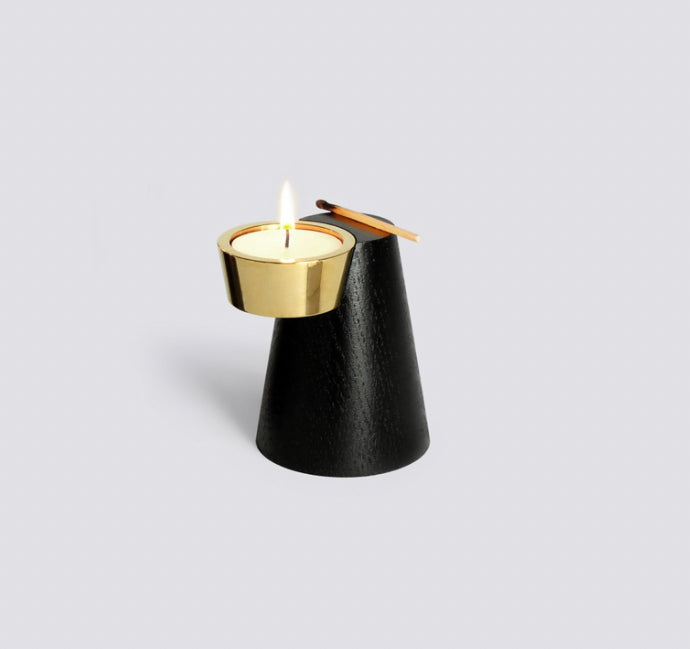 T- Candle Holder in Wood and Brass Stand for Diwali and Home Decoration - Coral Tree